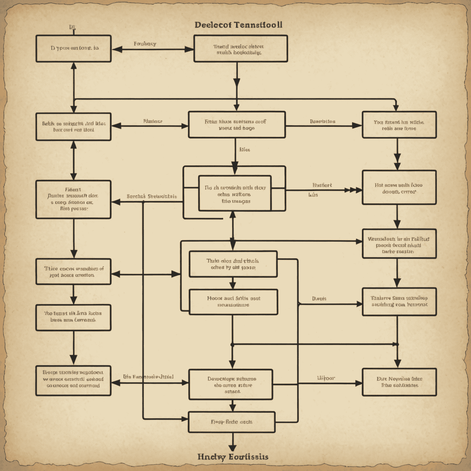 Diagrama de flujo retro mostrando estructuras if-else y bucles