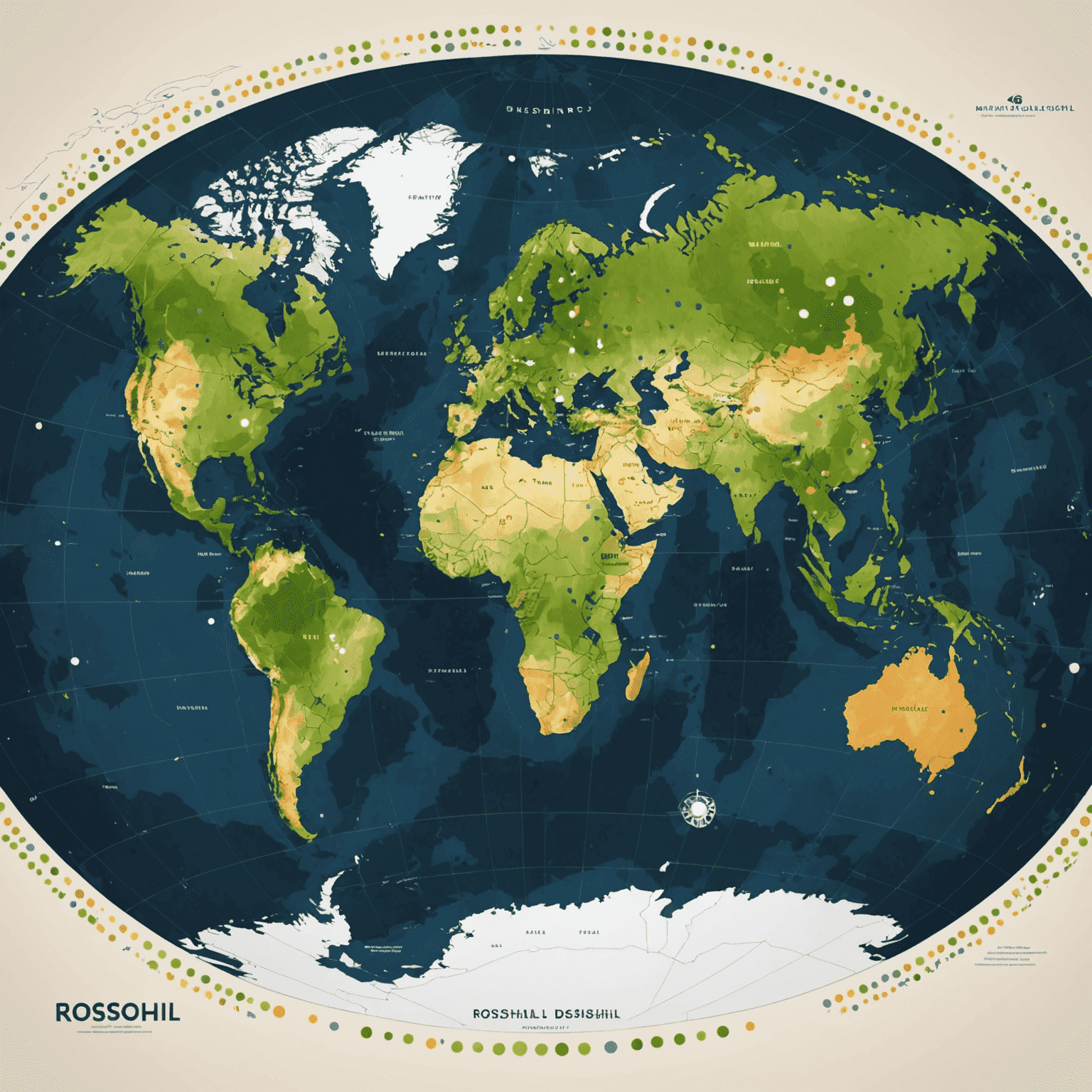 Mapa mundial mostrando la expansión global de rosohii.com con puntos brillantes representando a estudiantes de diferentes países